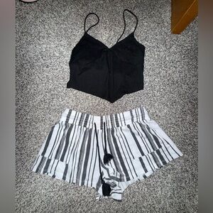 No Boundaries Black and White Striped Cami Set